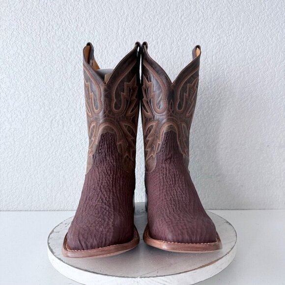 NEW Rod Patrick Mens Cowboy Boots Size 8B Brown Shark Leather Western Square Toe - Picture 2 of 12